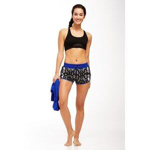 Fabletics Women's Blue & Black Patterned Athletic Shorts gym yoga no tags Large